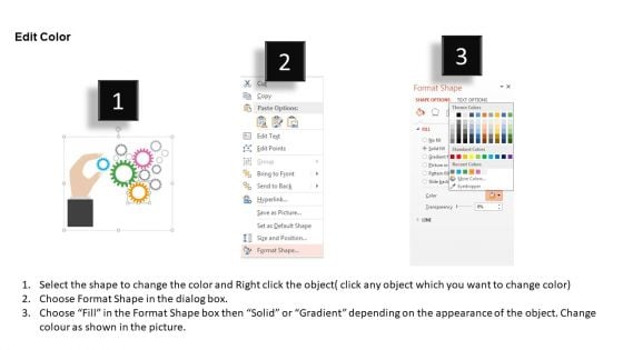 Multiple Gears With Hand And Icons Powerpoint Template