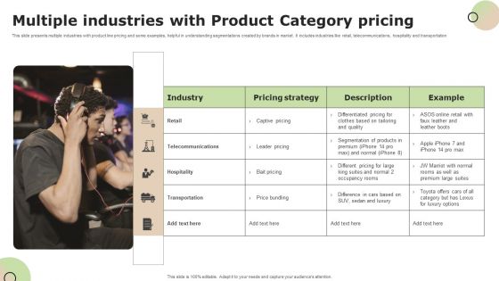 Multiple Industries With Product Category Pricing Themes PDF