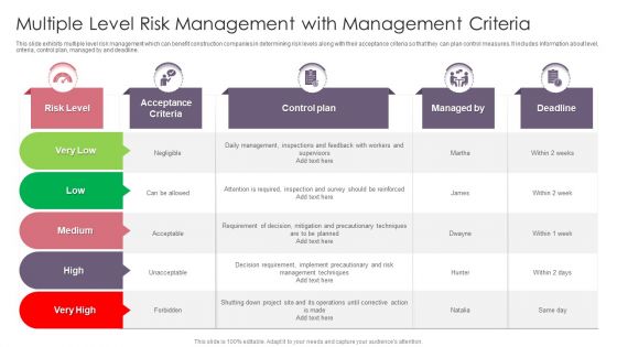 Multiple Level Risk Management With Management Criteria Graphics PDF