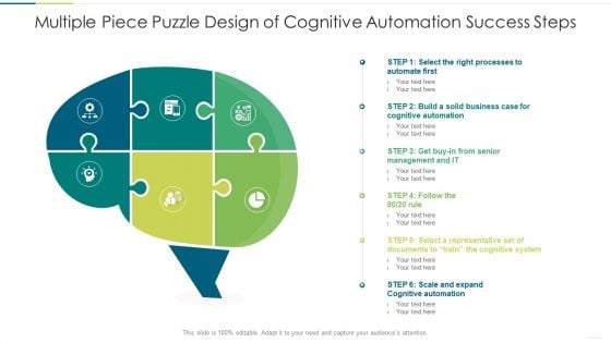 Multiple Piece Puzzle Design Of Cognitive Automation Success Steps Guidelines PDF