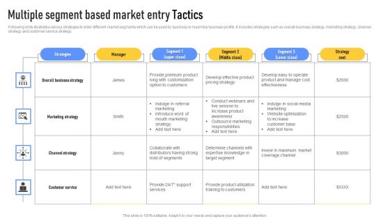 Multiple Segment Based Market Entry Tactics Graphics PDF Multiple Segment Based Market Entry Tactics Graphics PDF