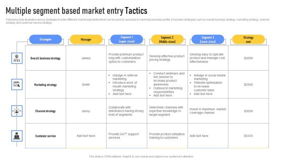 Multiple Segment Based Market Entry Tactics Graphics PDF