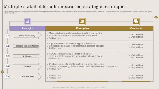 Multiple Stakeholder Administration Strategic Techniques Background PDF