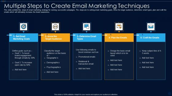 Multiple Steps To Create Email Marketing Techniques Ppt PowerPoint Presentation Gallery Master Slide PDF