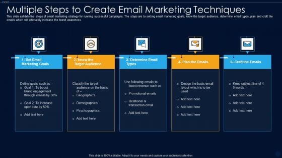 Multiple Steps To Create Email Marketing Techniques Ppt PowerPoint Presentation Gallery Master Slide PDF