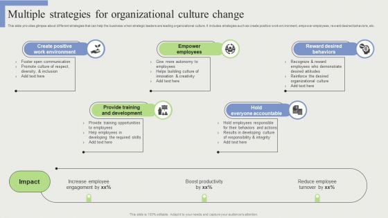 Multiple Strategies For Organizational Culture Change Download PDF Multiple Strategies For Organizational Culture Change Download PDF