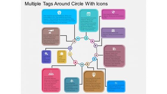 Multiple Tags Around Circle With Icons Powerpoint Templates