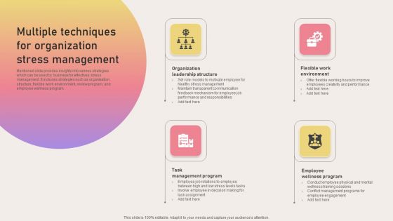 Multiple Techniques For Organization Stress Management Diagrams PDF