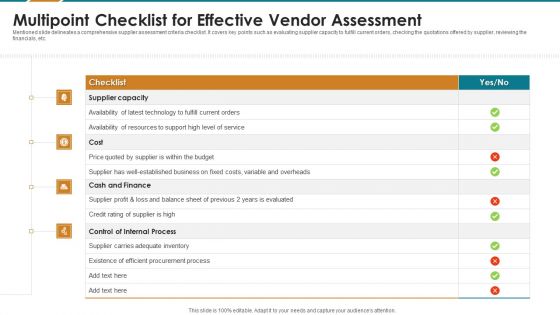 Multipoint Checklist For Effective Vendor Assessment Mockup PDF