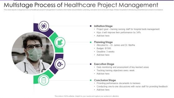 Multistage Process Of Healthcare Project Management Demonstration PDF