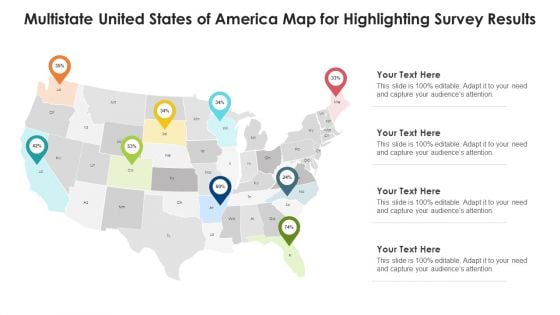 Multistate United States Of America Map For Highlighting Survey Results Ppt PowerPoint Presentation Gallery Introduction PDF