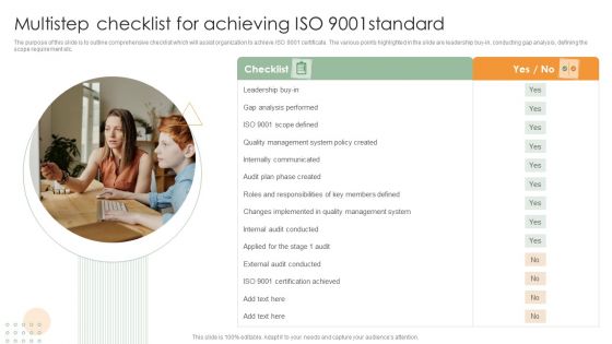 Multistep Checklist For Achieving ISO 9001Standard Information PDF