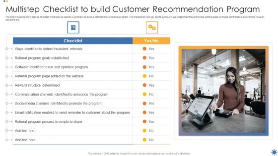 Multistep Checklist To Build Customer Recommendation Program Template PDF