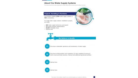 Municipal Water System Extension Project About Our Water Supply Systems One Pager Sample Example Document Municipal Water System Extension Project About Our Water Supply Systems One Pager Sample Example Document