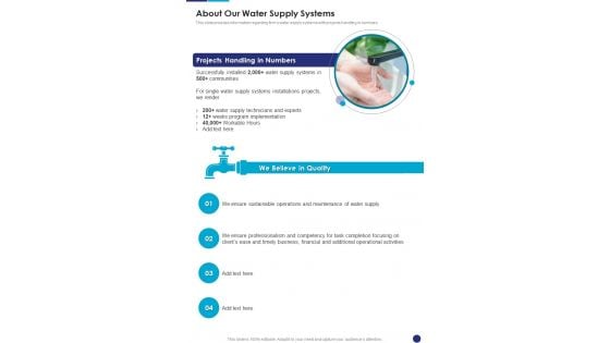 Municipal Water System Extension Project About Our Water Supply Systems One Pager Sample Example Document