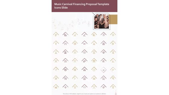 Music Carnival Financing Proposal Template Icons Slide One Pager Sample Example Document