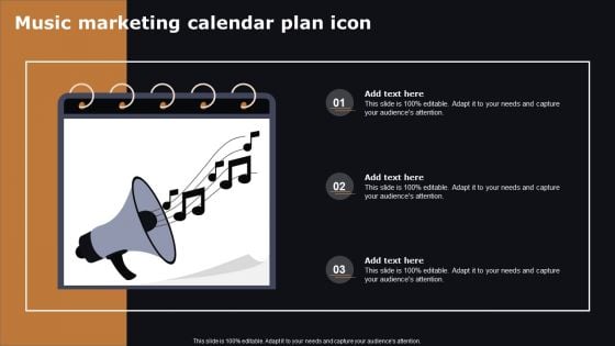 Music Marketing Calendar Plan Icon Diagrams PDF