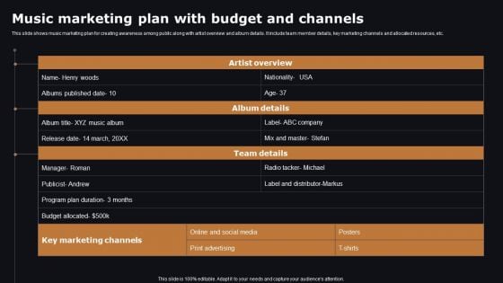 Music Marketing Plan With Budget And Channels Microsoft PDF