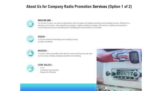 Music Promotion Consultation About Us For Company Radio Promotion Services Graphics PDF
