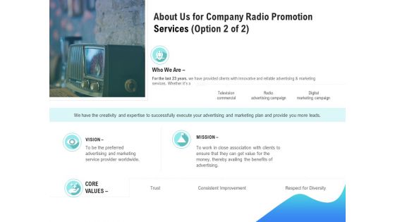 Music Promotion Consultation About Us For Company Radio Promotion Services Vision Designs PDF