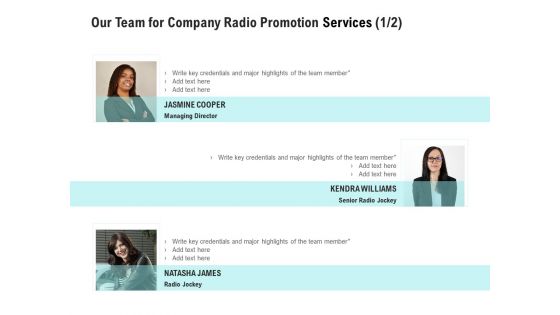 Music Promotion Consultation Our Team For Company Radio Services Icons PDF