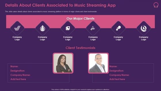 Music Streaming App Details About Clients Associated To Music Streaming App Information PDF Music Streaming App Details About Clients Associated To Music Streaming App Information PDF