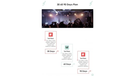 Musicians Function Proposal 30 60 90 Days Plan One Pager Sample Example Document