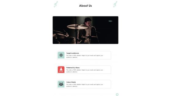 Musicians Function Proposal About Us One Pager Sample Example Document