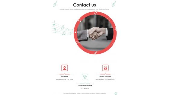Musicians Function Proposal Contact Us One Pager Sample Example Document Musicians Function Proposal Contact Us One Pager Sample Example Document