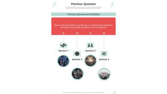 Musicians Function Proposal Previous Sponsors One Pager Sample Example Document