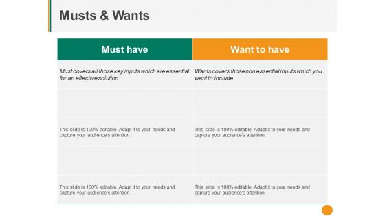 Musts And Wants Ppt PowerPoint Presentation File Graphics Example