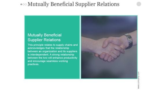 Mutually Beneficial Supplier Relations Ppt PowerPoint Presentation Layout