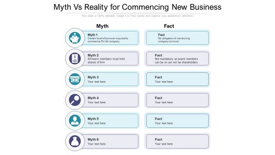 Myth Vs Reality For Commencing New Business Ppt PowerPoint Presentation File Summary PDF