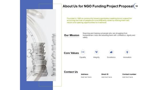 NGO Funding Project Proposal Ppt PowerPoint Presentation Complete Deck With Slides