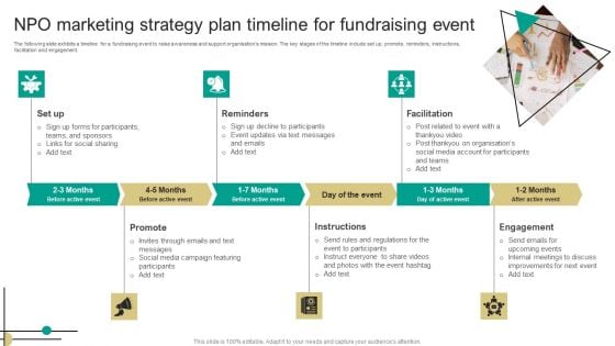 NPO Marketing Strategy Plan Timeline For Fundraising Event Brochure PDF