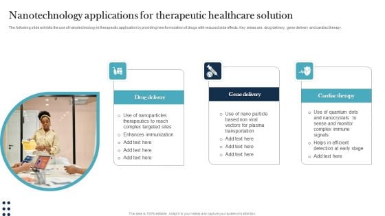 Nanotechnology Applications For Therapeutic Healthcare Solution Themes PDF