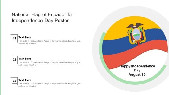 National Flag Of Ecuador For Independence Day Poster Ppt PowerPoint Presentation Gallery Layouts PDF