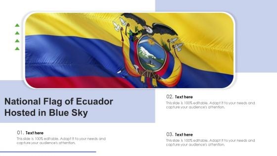 National Flag Of Ecuador Hosted In Blue Sky Ppt PowerPoint Presentation File Summary PDF