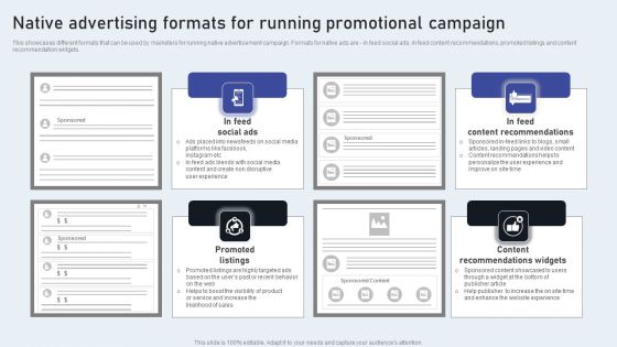 Native Advertising Formats For Running Promotional Campaign Inspiration PDF