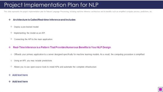 Natural Language Processing Application IT Project Implementation Plan For NLP Themes PDF