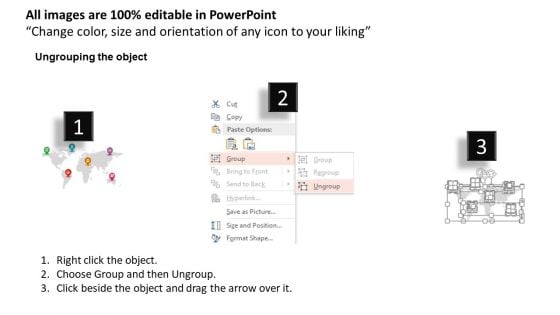 Navigation Icon On World Map For Timeline Powerpoint Templates