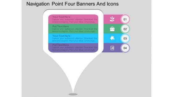 Navigation Point Four Banners And Icons Powerpoint Template