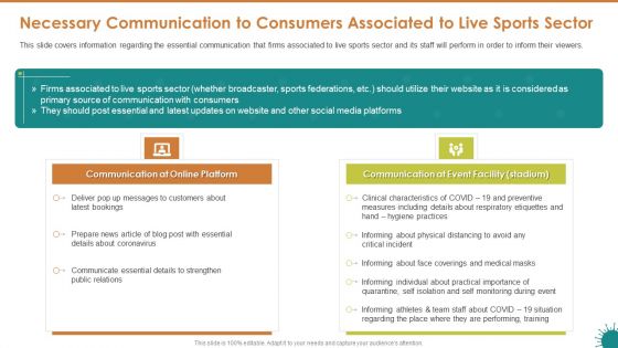 Necessary Communication To Consumers Associated To Live Sports Sector Topics PDF