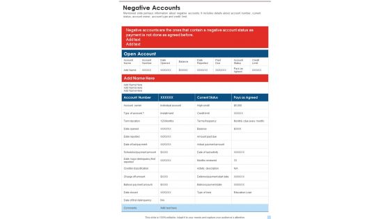 Negative Accounts Template 86 One Pager Documents Negative Accounts Template 86 One Pager Documents
