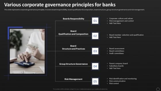 Net Banking Channel And Service Management Various Corporate Governance Principles For Banks Ideas PDF