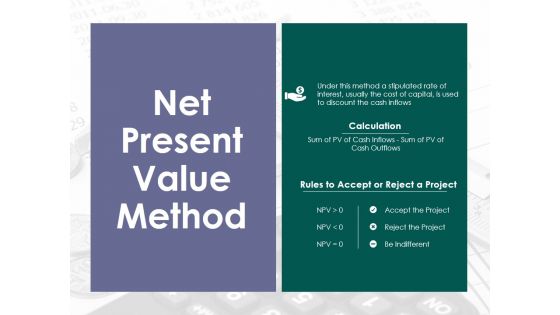 Net Present Value Method Ppt PowerPoint Presentation Gallery Graphics Example