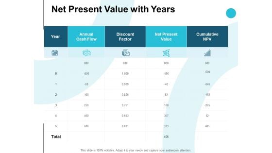 Net Present Value With Years Ppt PowerPoint Presentation Layouts Graphics Download