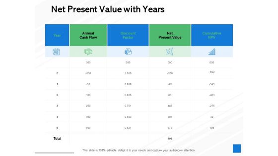 Net Present Value With Years Ppt PowerPoint Presentation Styles Slides