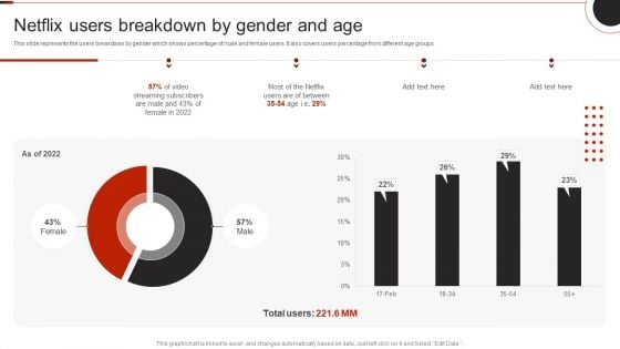 Netflix Company Outline Netflix Users Breakdown By Gender And Age Template PDF