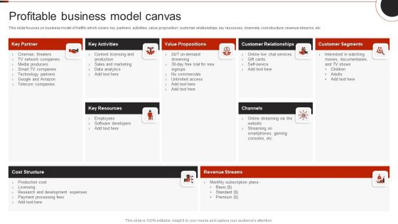 Netflix Company Outline Profitable Business Model Canvas Themes PDF